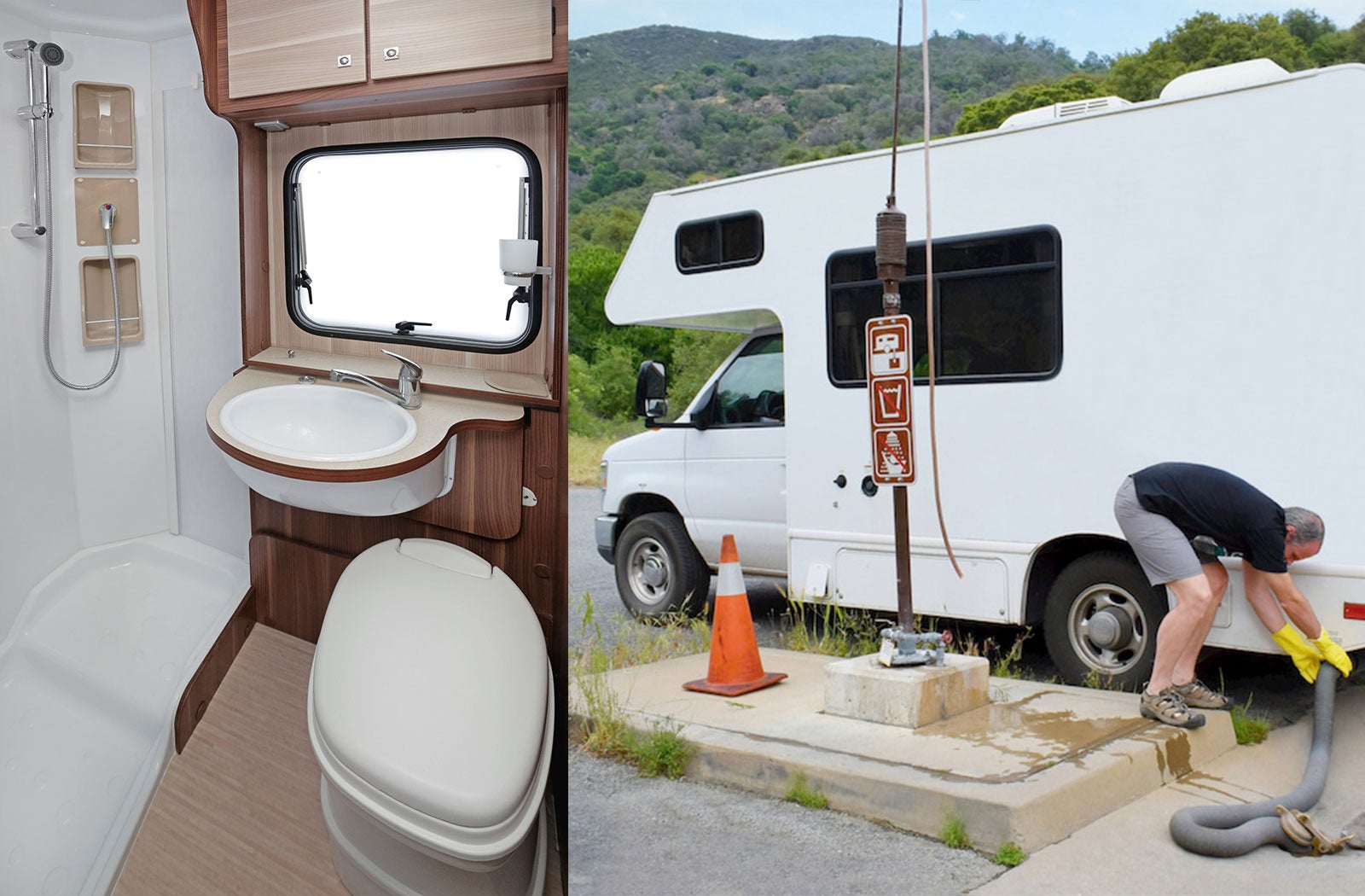 Portable RV/camper toilet and holding tank setup in Dothan, Alabama